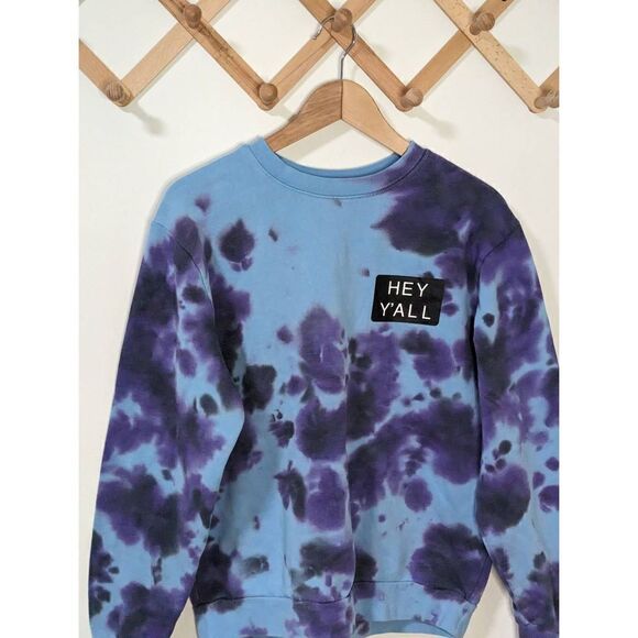 Addison Rae Hey Y'All Blue and Purple Tie Dye Crew Neck Sweatshirt - Size S - Picture 2 of 5